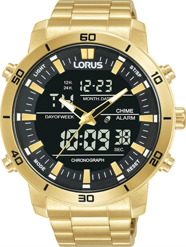 Lorus RW660AX9 Quartz Çelik Altın Rengi Siyah Kadran 10 Atm 46 Mm Erkek Kol Saati