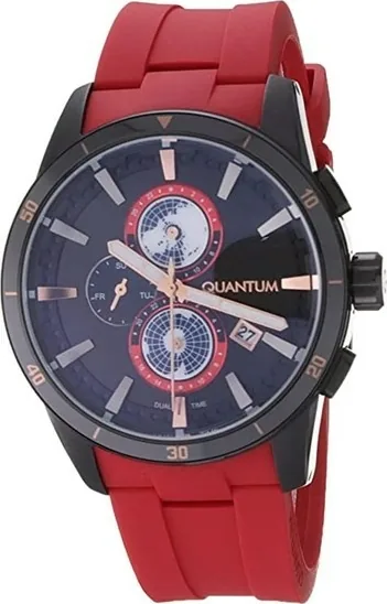 Quantum ADG991.668 Quartz Silikon Kırmızı 46 Mm Erkek Saat