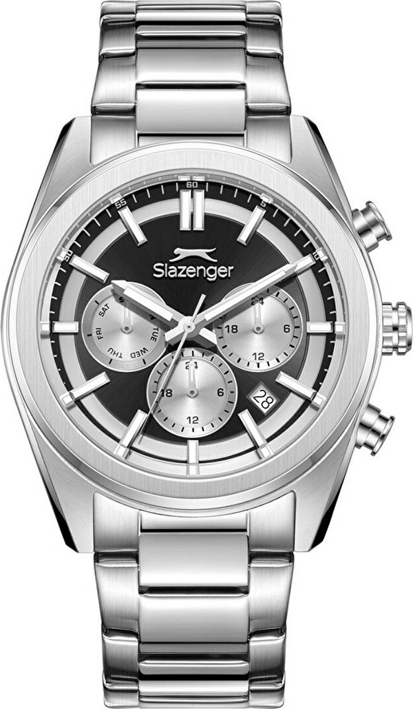 Slazenger SL.09.2554.2.01 Quartz Çelik Gri Siyah Kadran 42 Mm Erkek Kol Saati