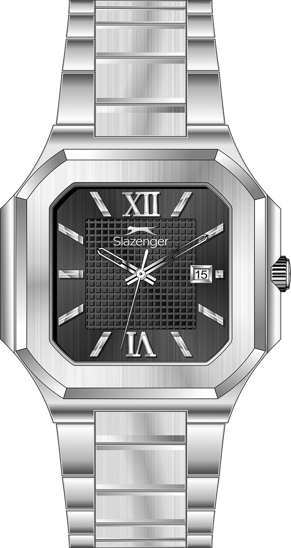 Slazenger SL.09.2654.2.350 Quartz Çelik Gri Siyah Kadran 10 Atm 40 Mm Erkek Kol Saati